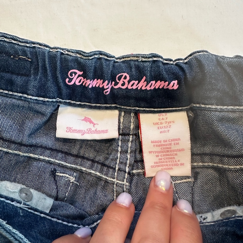 Tommy Bahama Girls Distressed Blue Denim Shorts Size 7 - Picture 5 of 5